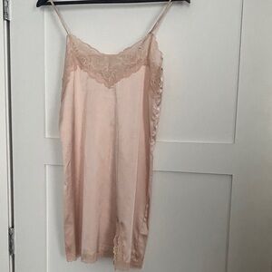 Forever 21 Blush Satin Chemise with Lace Trim